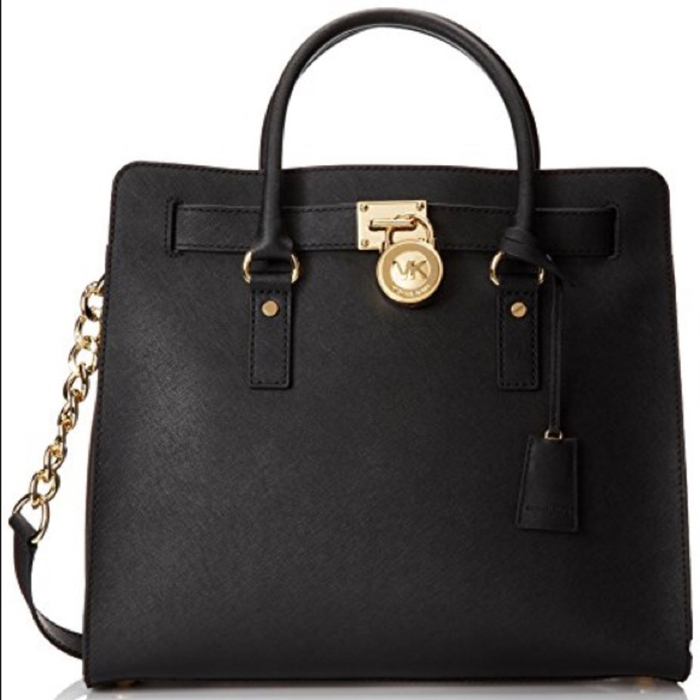 Michael Kors Black Leather Hamilton Bag